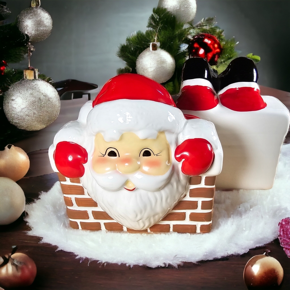 Vintage 1986 Wicks N Sticks Santa Book Ends